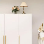 Armadio Minimalista Bianco 3 Ante da 178 cm con Asta Appendini, Ripiani Multi-Strato e Ante con Chiusura Ammortizzata