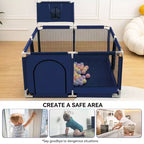 Box recinzione portatile per bambini da 127x127 cm con canestro da basket, pieghevole, per interni ed esterni