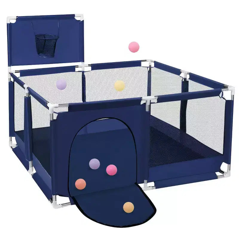 Box recinzione portatile per bambini da 127x127 cm con canestro da basket, pieghevole, per interni ed esterni