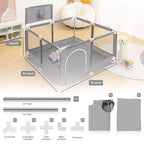 Box recinzione portatile per bambini da 127x127 cm con canestro da basket, pieghevole, per interni ed esterni