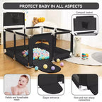 Box recinzione portatile per bambini da 127x127 cm con canestro da basket, pieghevole, per interni ed esterni