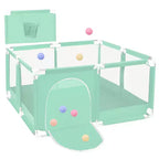 Box recinzione portatile per bambini da 127x127 cm con canestro da basket, pieghevole, per interni ed esterni