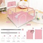 Box recinzione portatile per bambini da 127x127 cm con canestro da basket, pieghevole, per interni ed esterni