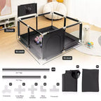 Box recinzione portatile per bambini da 127x127 cm con canestro da basket, pieghevole, per interni ed esterni