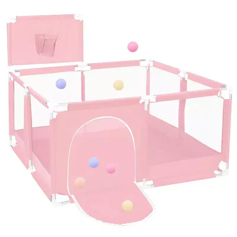 Box recinzione portatile per bambini da 127x127 cm con canestro da basket, pieghevole, per interni ed esterni
