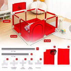 Box recinzione portatile per bambini da 127x127 cm con canestro da basket, pieghevole, per interni ed esterni