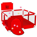 Box recinzione portatile per bambini da 127x127 cm con canestro da basket, pieghevole, per interni ed esterni