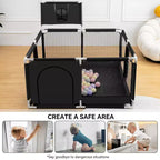 Box recinzione portatile per bambini da 127x127 cm con canestro da basket, pieghevole, per interni ed esterni