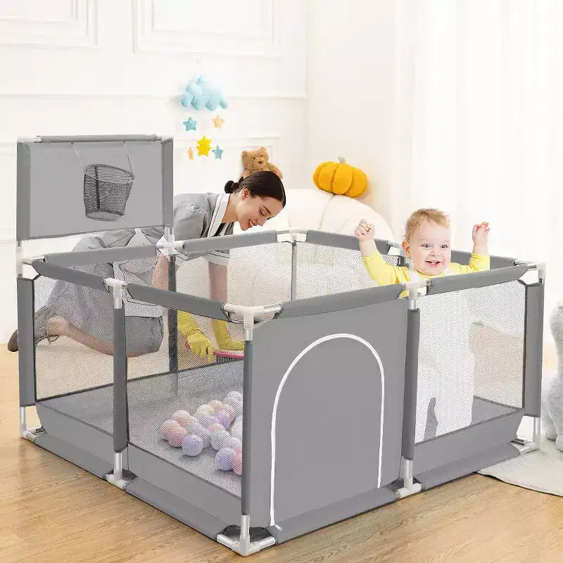 GOTGELIF 50x50 4-Panel Baby Playpen Portable Playard with Basketball Hoop