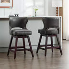 Set di 2 sgabelli da bancone imbottiti girevoli con borchie decorative, struttura in legno massello, capacità 113 kg