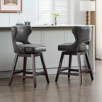 Set di 2 sgabelli da bancone imbottiti girevoli con borchie decorative, struttura in legno massello, capacità 113 kg
