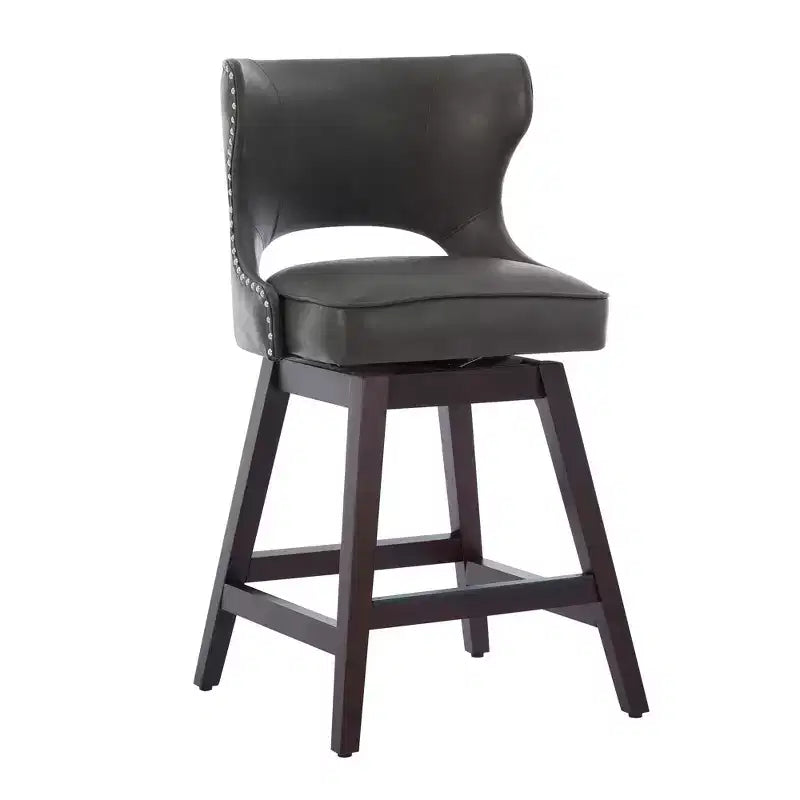 Set di 2 sgabelli da bancone imbottiti girevoli con borchie decorative, struttura in legno massello, capacità 113 kg