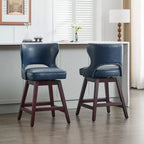 Set di 2 sgabelli da bancone imbottiti girevoli con borchie decorative, struttura in legno massello, capacità 113 kg