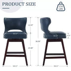 Set di 2 sgabelli da bancone imbottiti girevoli con borchie decorative, struttura in legno massello, capacità 113 kg