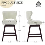 Set di 2 sgabelli da bancone imbottiti girevoli con borchie decorative, struttura in legno massello, capacità 113 kg