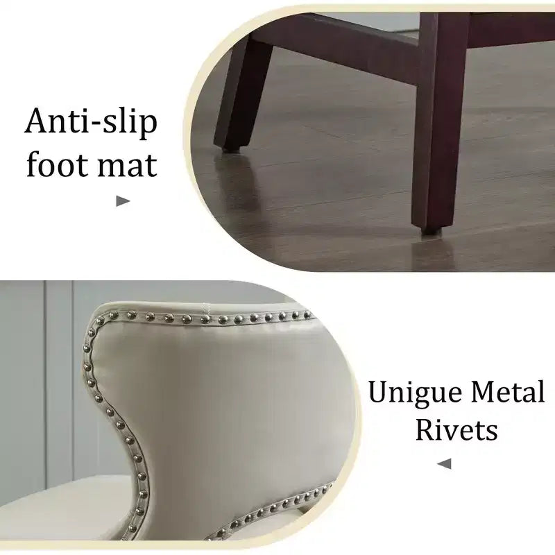 Set di 2 sgabelli da bancone imbottiti girevoli con borchie decorative, struttura in legno massello, capacità 113 kg
