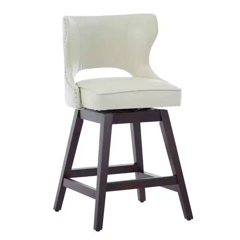 Set di 2 sgabelli da bancone imbottiti girevoli con borchie decorative, struttura in legno massello, capacità 113 kg