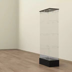 Vetrina espositiva/Libreria/Curio moderna 1 cassetto 2 ante in vetro nero, 4 ripiani, 180 cm