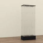 Vetrina espositiva/Libreria/Curio moderna 1 cassetto 2 ante in vetro nero, 4 ripiani, 180 cm
