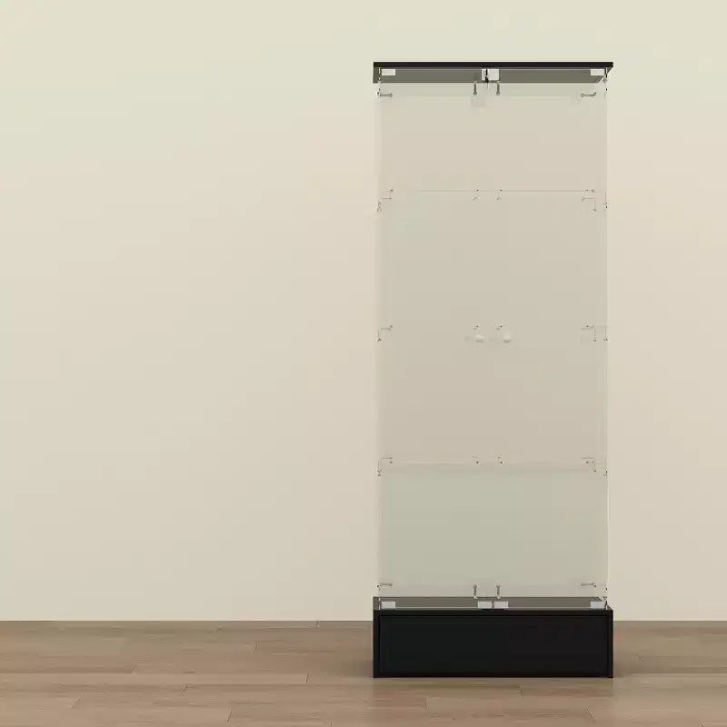 Vetrina espositiva/Libreria/Curio moderna 1 cassetto 2 ante in vetro nero, 4 ripiani, 180 cm