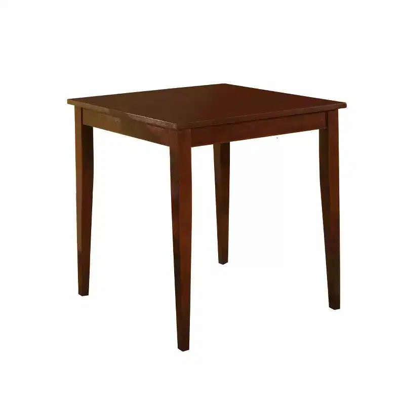 30" Square Solid Rubberwood Dining Table, Seats 2, Straight-Leg Design, Cappuccino Finish