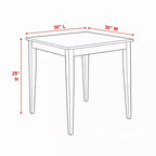 Tavolo da pranzo quadrato in legno massello di Hevea da 30", 2 posti, design con gambe dritte, finitura cappuccino