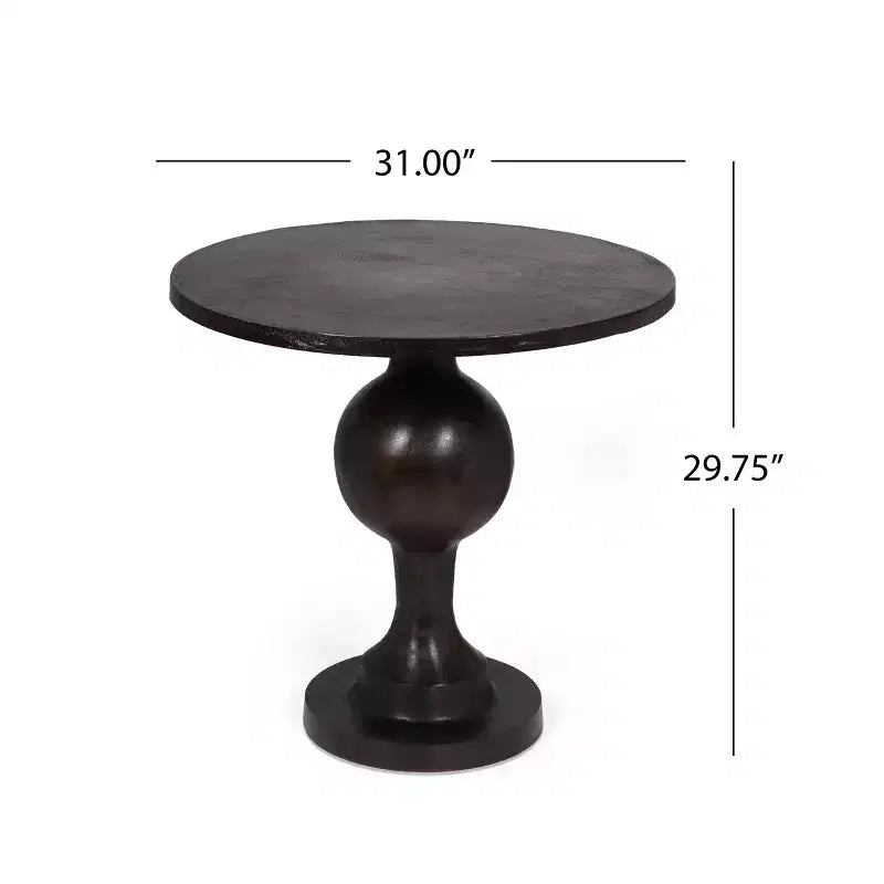 3-Piece Round Dining Set, 2 Upholstered Arm Chairs & Aluminum Pedestal Table, Birch Wood Legs, Seats 2