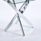 Tavolo da pranzo con gambe incrociate in metallo e vetro temperato, Tavolo da cucina moderno salvaspazio per soggiorno, gambe cromate, tavolo quadrato, gambe dorate, 90x90x75 cm