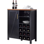 Madia da Fattoria Credenza Bar con Portabottiglie, Portabottiglie per 12 Bottiglie, 2 Ripiani Aperti e Armadietto Regolabile
