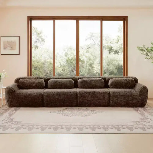 149'' Soft Plush Boneless Sofa,32D HD Sponge,Ergonomic Design,Vacuum Packaging,Free Combination,Buckle Connection for Bedroom/Study/Home Theater