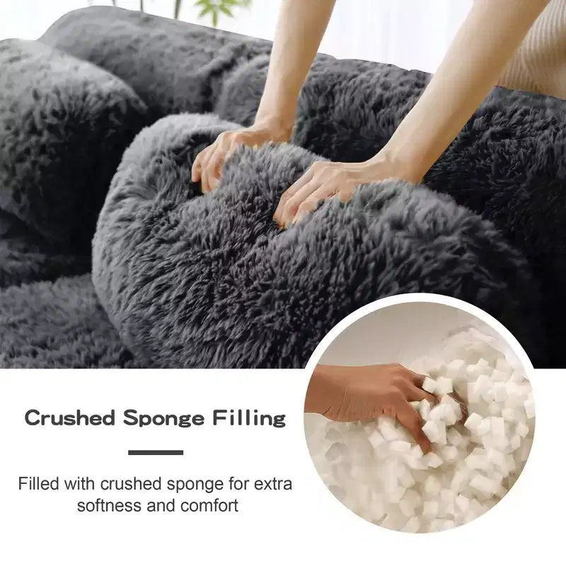149'' Soft Plush Boneless Sofa,32D HD Sponge,Ergonomic Design,Vacuum Packaging,Free Combination,Buckle Connection for Bedroom/Study/Home Theater