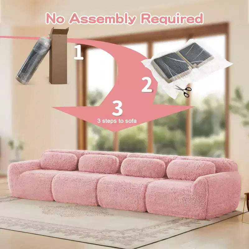 149'' Soft Plush Boneless Sofa,32D HD Sponge,Ergonomic Design,Vacuum Packaging,Free Combination,Buckle Connection for Bedroom/Study/Home Theater