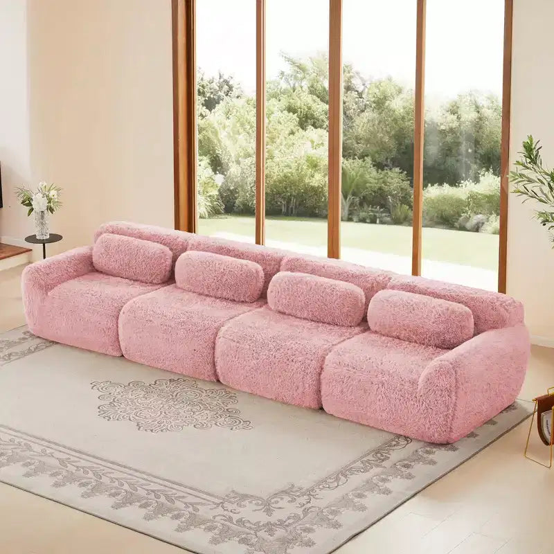 149'' Soft Plush Boneless Sofa,32D HD Sponge,Ergonomic Design,Vacuum Packaging,Free Combination,Buckle Connection for Bedroom/Study/Home Theater