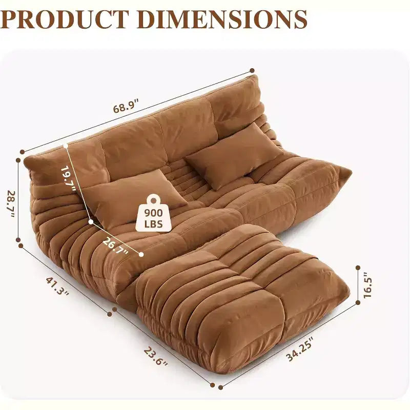 Bean Bag Couch, Oversized Fireside Chair Bean Bag Sofa with Ottoman for Adults, Loveseat Sofa with High Density Comfortable Foam for Living Room