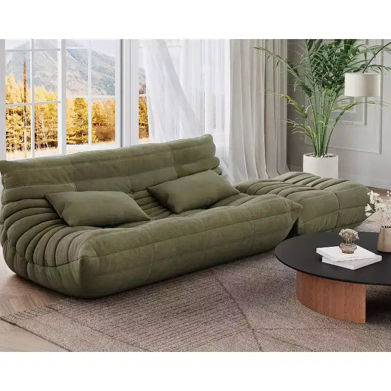 Bean Bag Couch, Oversized Fireside Chair Bean Bag Sofa with Ottoman for Adults, Loveseat Sofa with High Density Comfortable Foam for Living Room