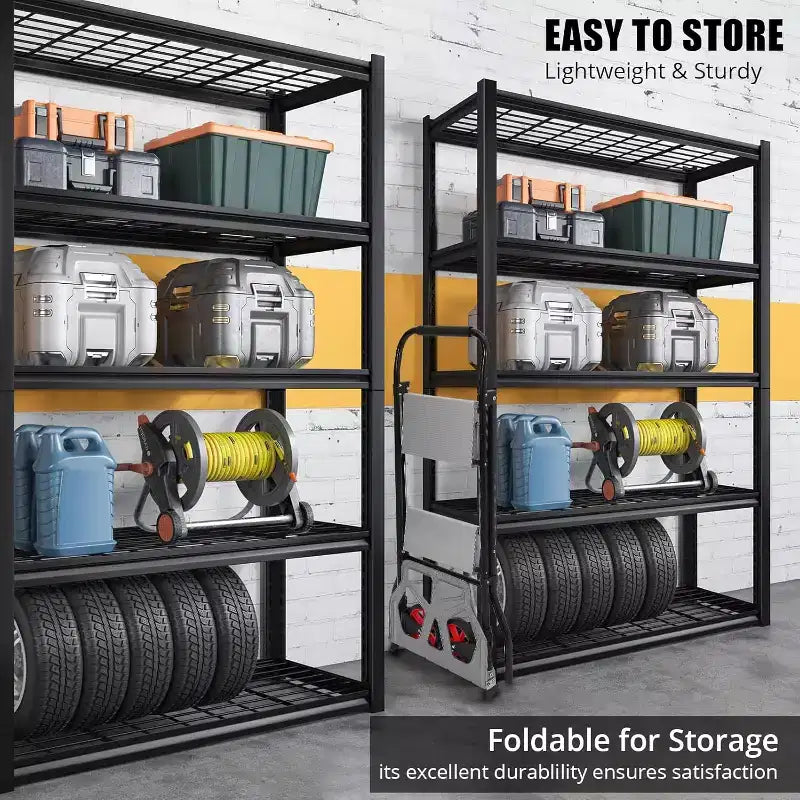 2-in-1 Aluminum Folding Hand Truck & 2-Step Ladder, Anti-Slip Pedals, 220 LB Capacity