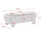 Panca contenitore in lino imbottita da 51,5" con scomparto nascosto e gambe in legno intagliato, Beige
