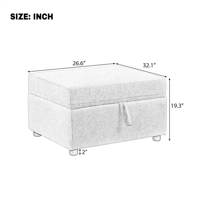 Movable Storage Ottoman Footrest with Hidden Compartment, Plush Velvet, 250 LB Capacity, Beige