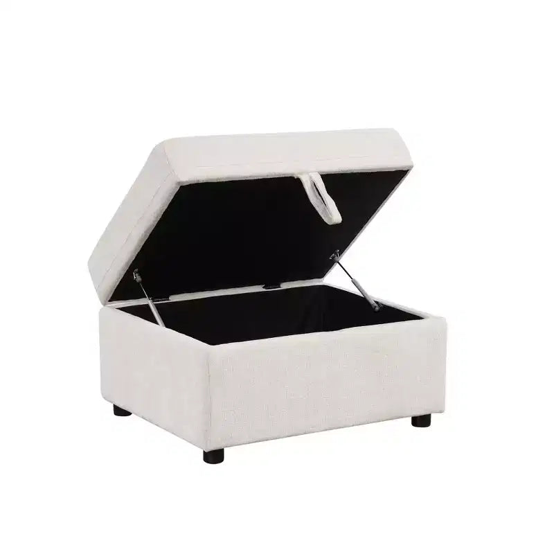 Poggiapiedi Pouf Contenitore Mobile con Scomparto Nascosto, Velluto Felpato, Capacità 113 kg, Beige