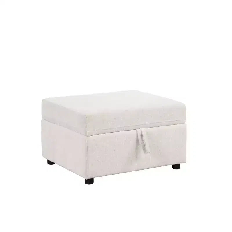 Poggiapiedi Pouf Contenitore Mobile con Scomparto Nascosto, Velluto Felpato, Capacità 113 kg, Beige