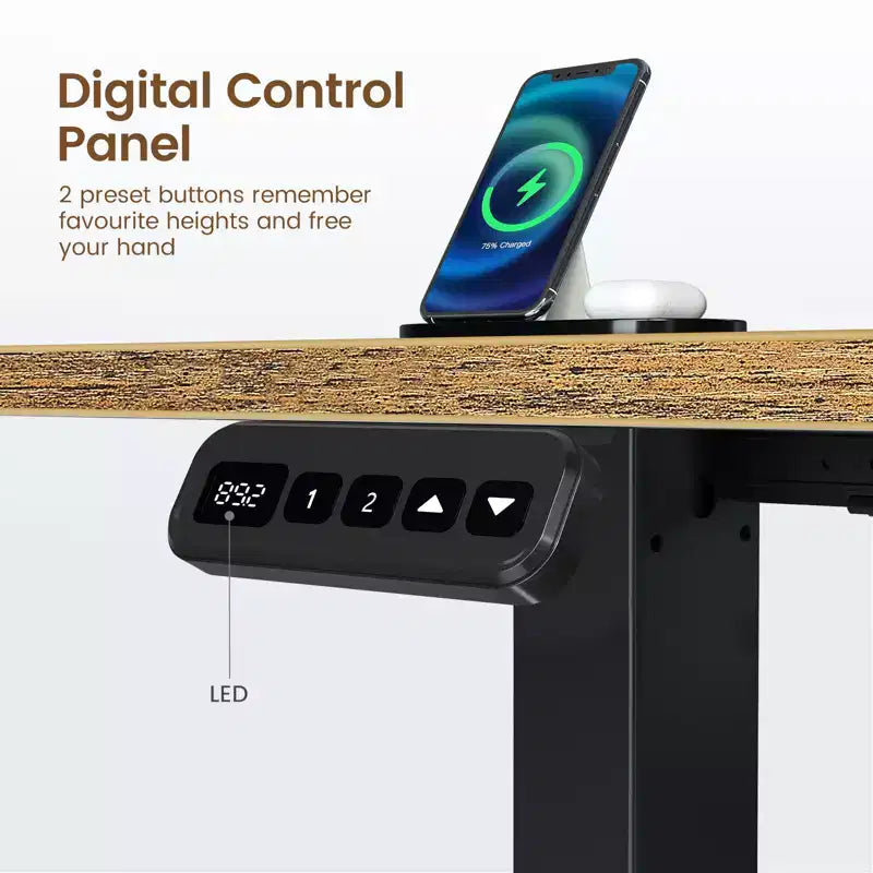 Scrivania a L Regolabile in Altezza con Luci LED RGB, Porte di Ricarica e Supporto Monitor