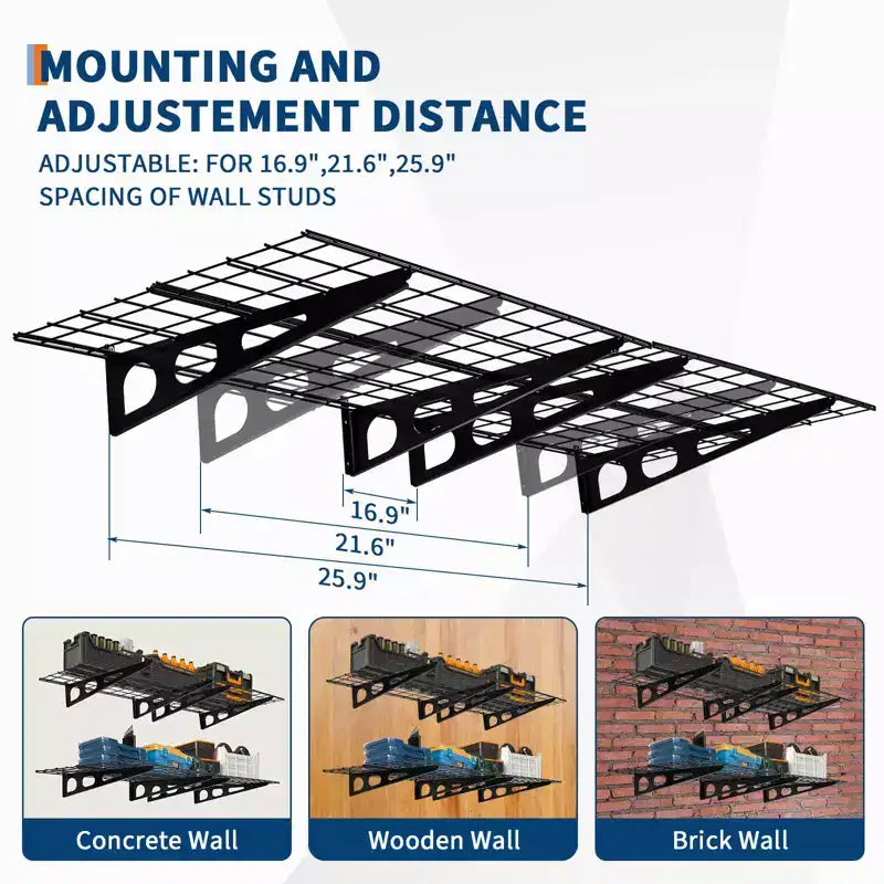 2 Pack 2x6ft Garage Storage, Wall Shelf Garage Storage Rack, Wall Mounted Floating Shelves, 1600lbs Total Weight Capacity