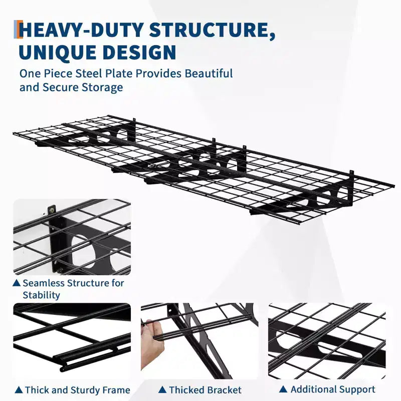 2 Pack 2x6ft Garage Storage, Wall Shelf Garage Storage Rack, Wall Mounted Floating Shelves, 1600lbs Total Weight Capacity
