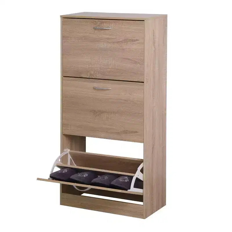 47.2" Tall 3-Drawer Flip-Top Shoe Storage Cabinet, Holds 12 Pairs, Entryway Organizer, Brown