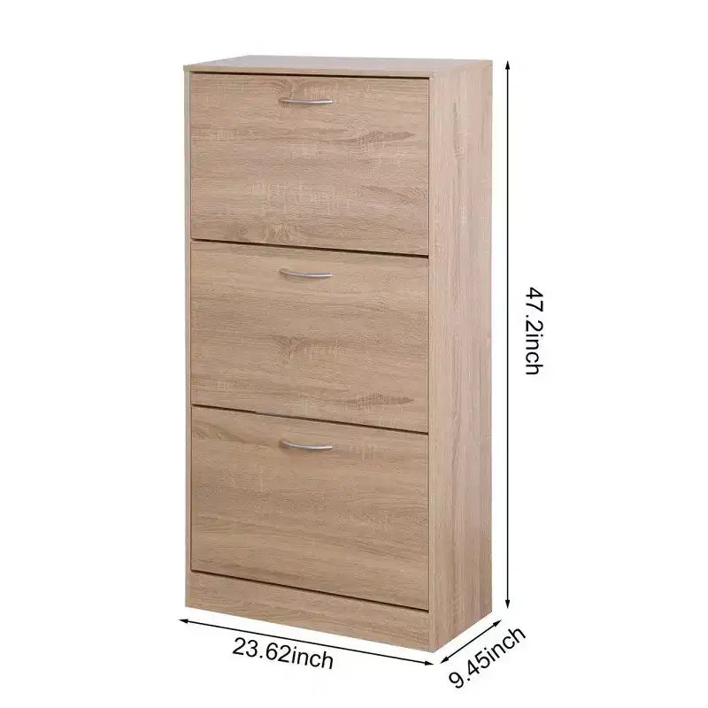 47.2" Tall 3-Drawer Flip-Top Shoe Storage Cabinet, Holds 12 Pairs, Entryway Organizer, Brown