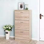 Scarpiera a 3 cassetti con piano ribaltabile, alta 120 cm, può contenere 12 paia, organizer per ingresso, marrone