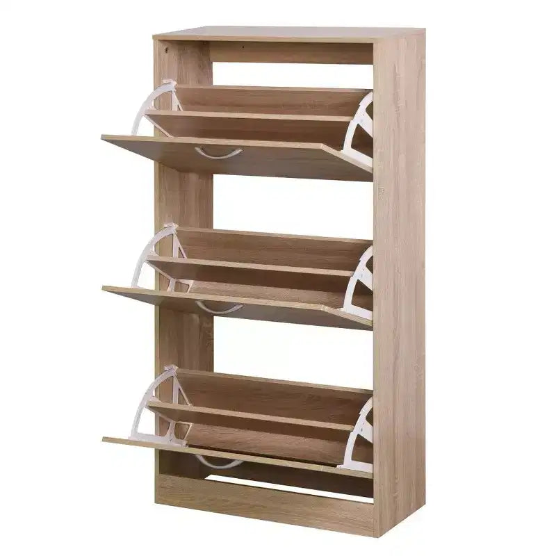 Scarpiera a 3 cassetti con piano ribaltabile, alta 120 cm, può contenere 12 paia, organizer per ingresso, marrone