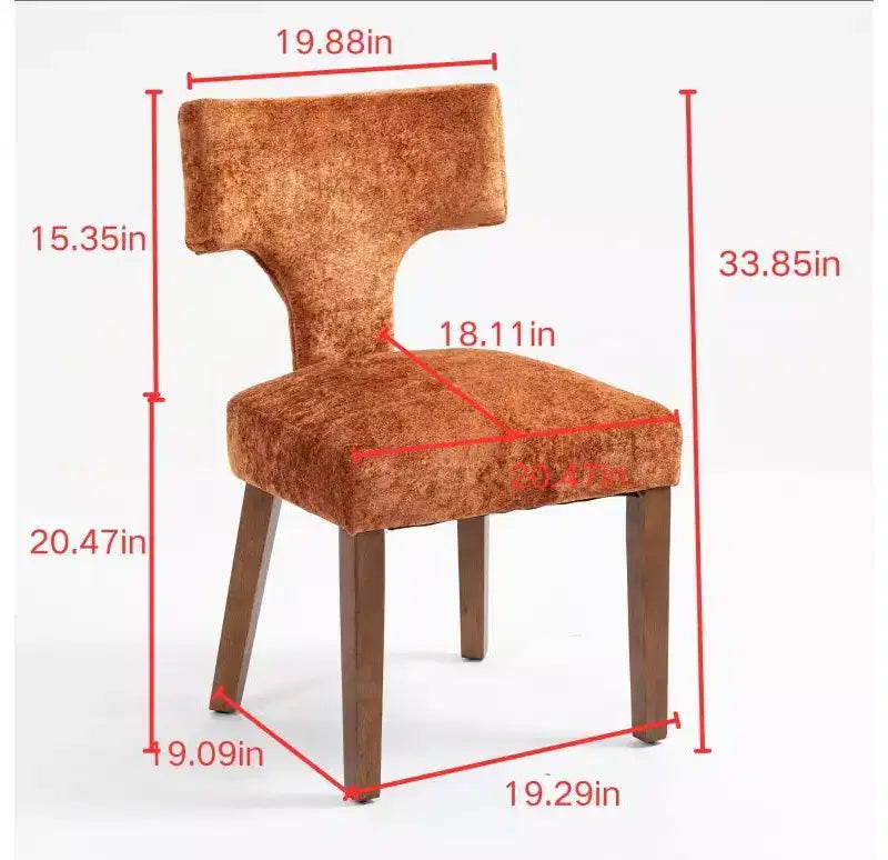 Set of 2 Chenille Upholstered Dining Chairs, Brass Nailhead Trim, Hardwood Frame, 300 LB Capacity