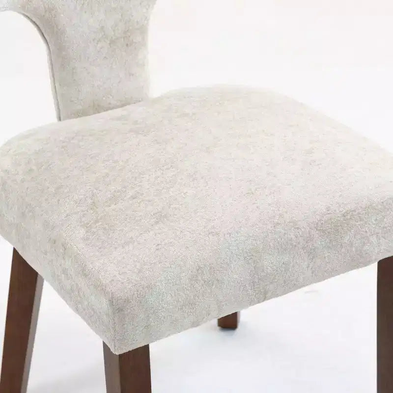Set of 2 Chenille Upholstered Dining Chairs, Brass Nailhead Trim, Hardwood Frame, 300 LB Capacity