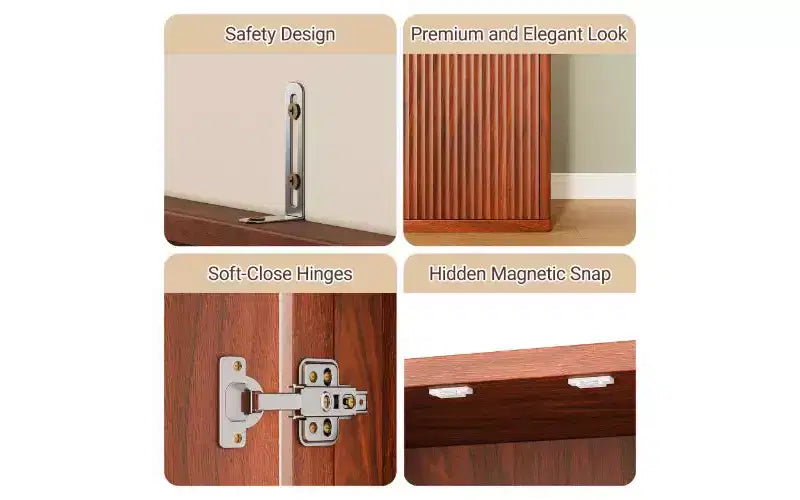 Fluted Tall Pantry Cabinet 72", 6-Shelf Kitchen Storage Cabinet with Anti-Fall Device, 2 Doors